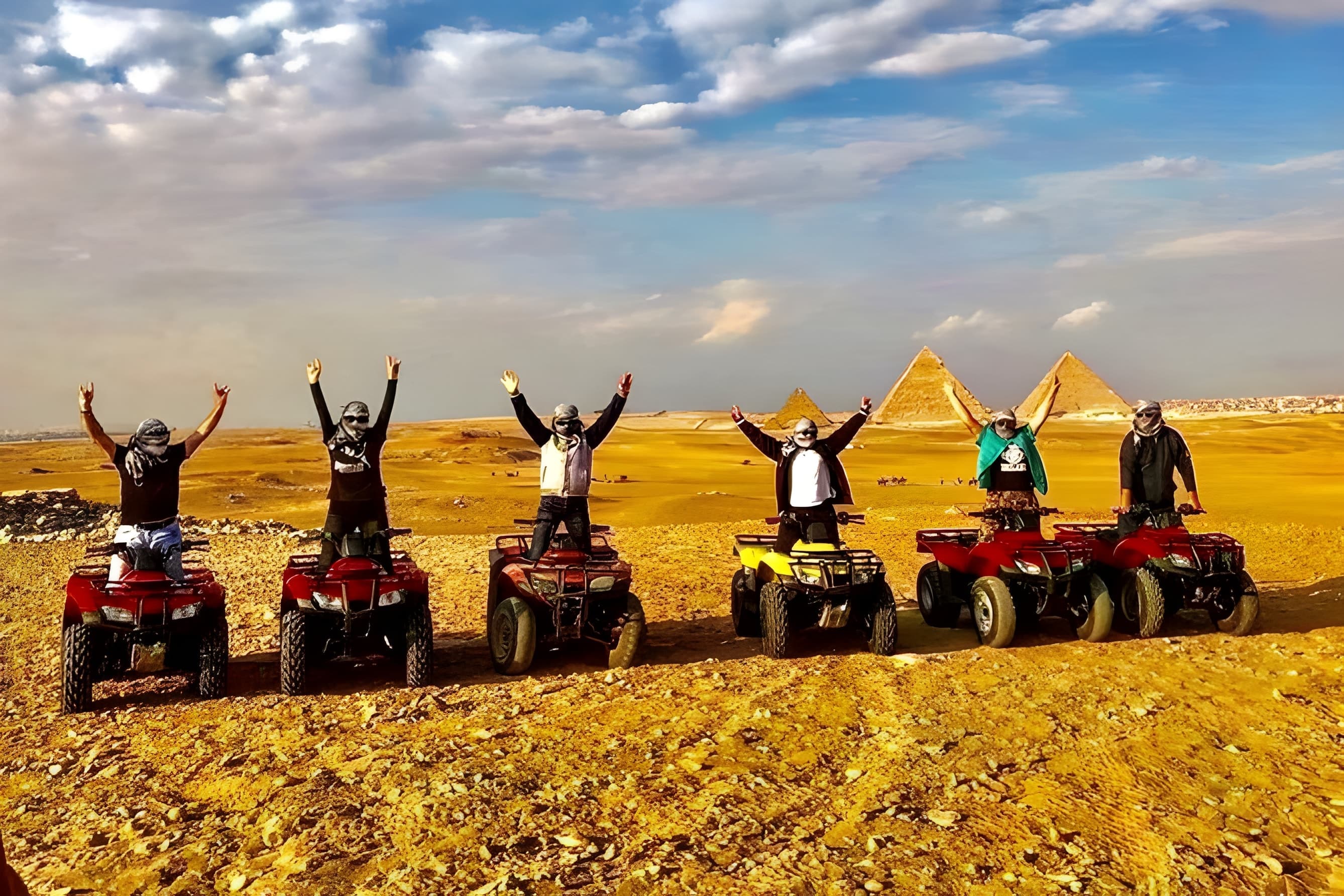 Top rated ATV quad bike at the Desert of Giza Pyramids